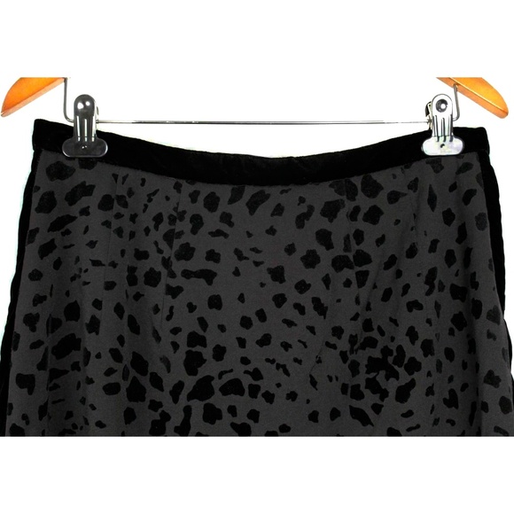 ELEGANCE PARIS Black Velvet Flocked Animal Print Pencil Skirt Women's Size 14 - Picture 3 of 4